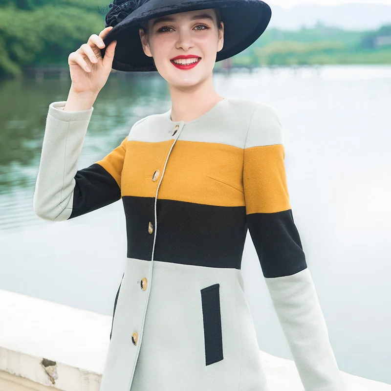 2018 Pardessus Manteau De Nouvelle Unique Mince Mode Femelle Dz1002 Femmes Coréenne Type Laine Long Hiver Poitrine 8XnOP0wk
