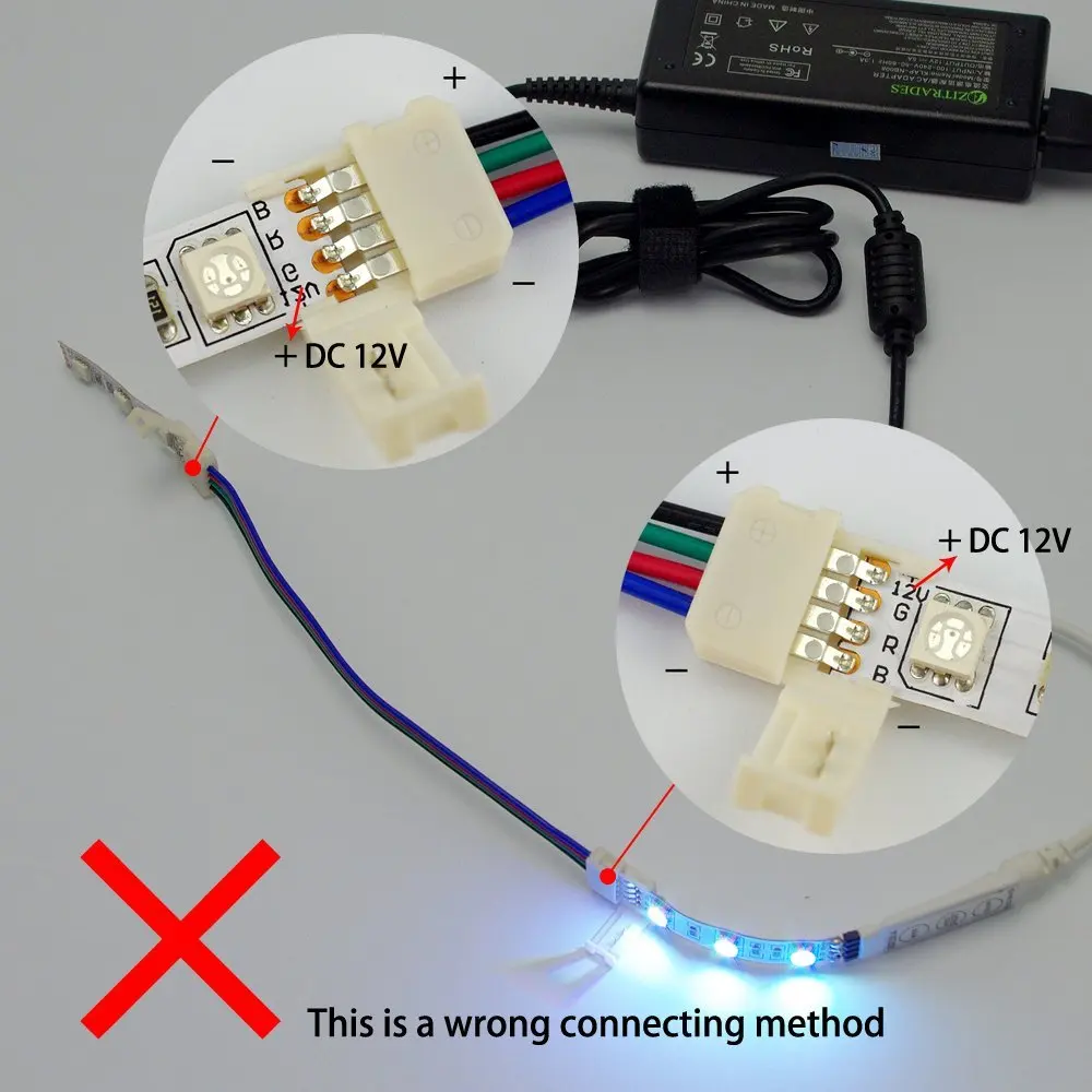 10 шт. светодиодный светильник 5050 RGB с 4 проводниками 10 мм в ширину