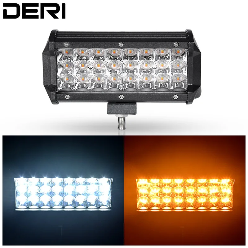 

7 Inch 72W Amber Led Light Bar Spot Beam Off Road Vehicle Driving Light with Turn Signal Amber for SUV ATV 4WD Truck Car Styling
