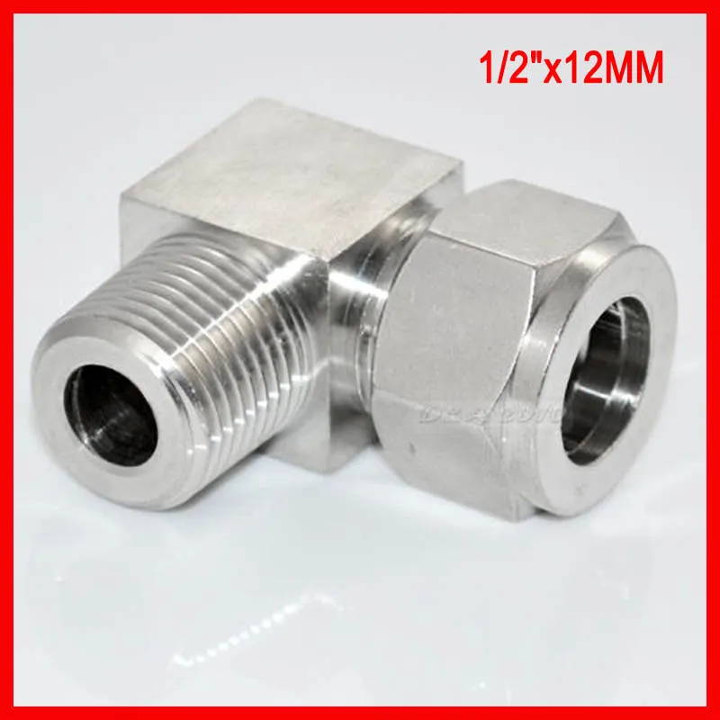 

DOUBLE FERRULE TUBE FITTING MALE ELBOW CONNECTOR 12MM ODx1/2" NPT STAINLESS STEEL SS304