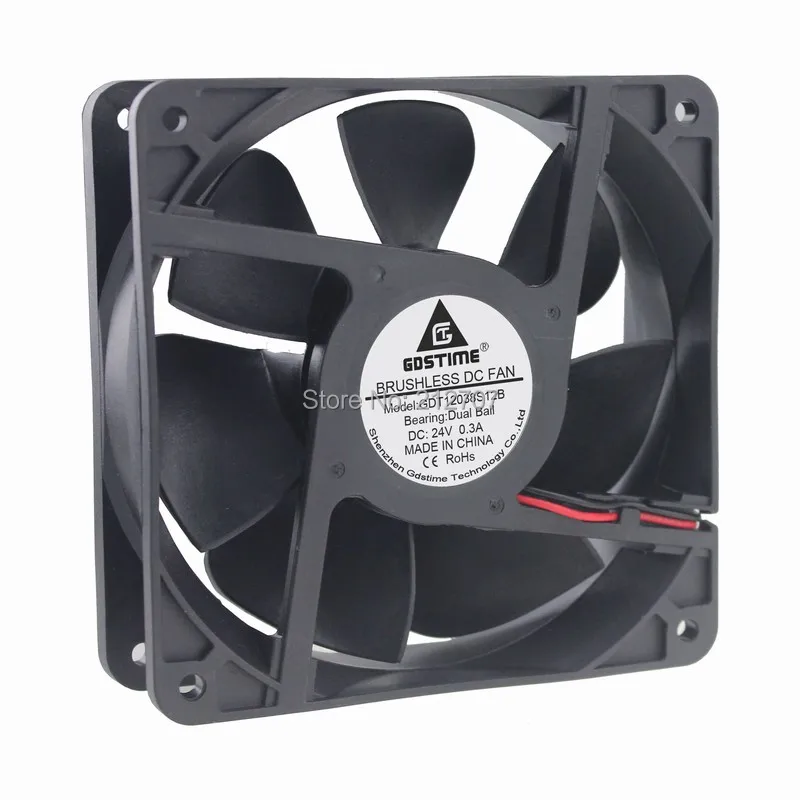 

10Pcs Gdstime Dual Ball Bearing 2 Pin DC 24V 12038 120x120x38mm 12cm 120mm Computer Cooler Cooling Fan