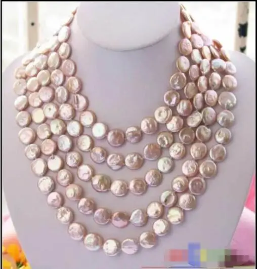 

Hot sale new Style >>>>>100" 14MM PINK COIN FRESHWATER CULTURED PEARL NECKLACE p368