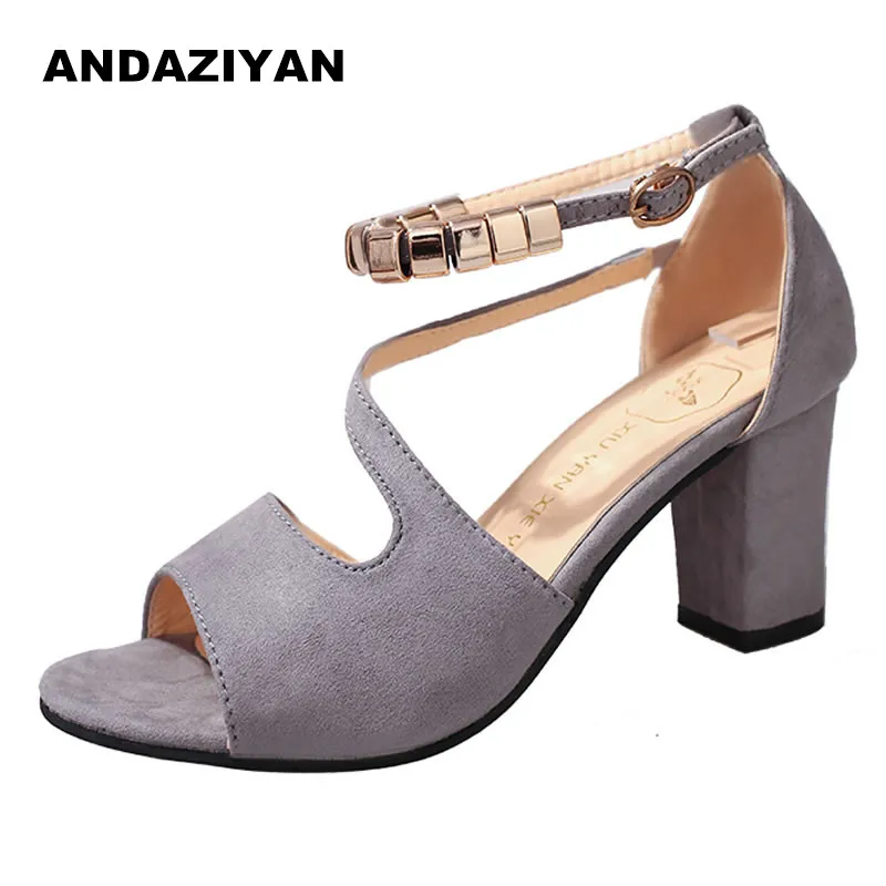 

Women's sandals 2019 new thick with a word buckle with non-slip suede women shoes