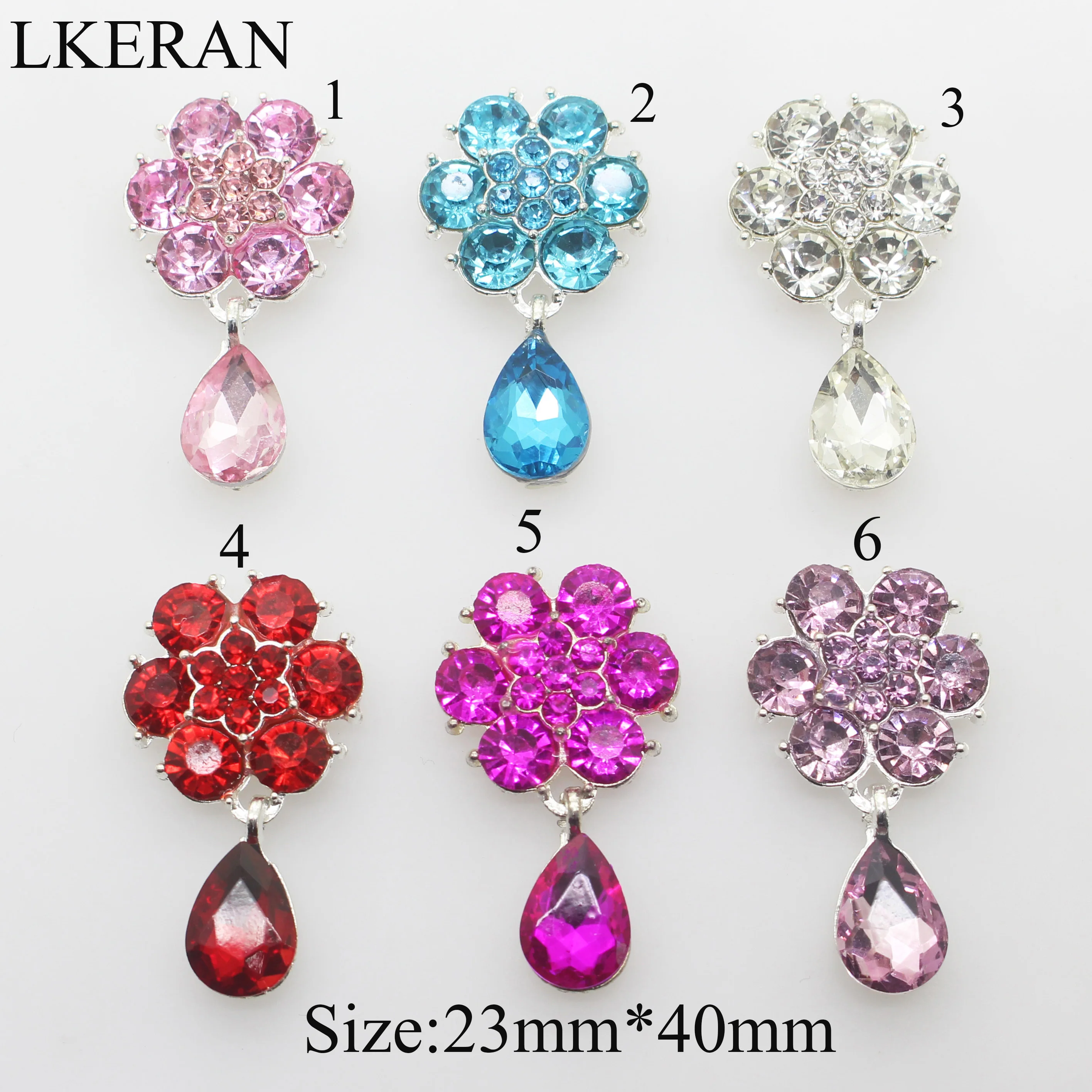 

NEW 10 Pcs/lot 40MM*23MM Flower crystal brooch buttons Metal Crystal Wedding button/flat back hair flower center scrapbooking