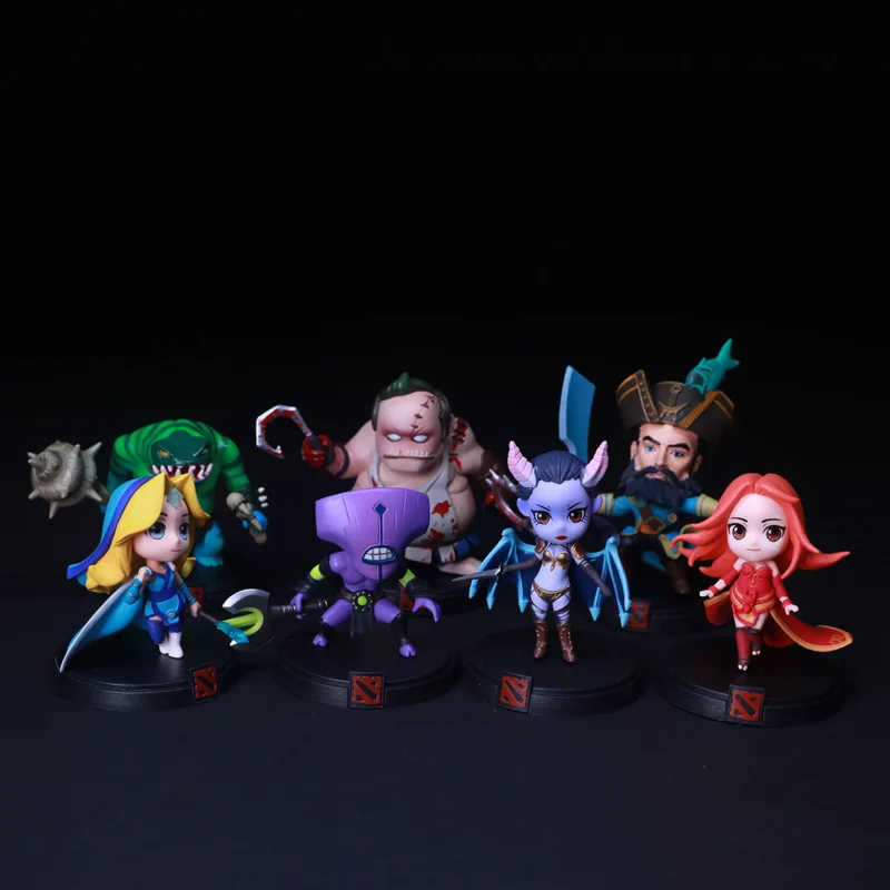 7 Styles Dota 2 Action Figure Game Kunkka Lina Pudge Queen Tidehunter Q Version PVC Figures Car Orn
