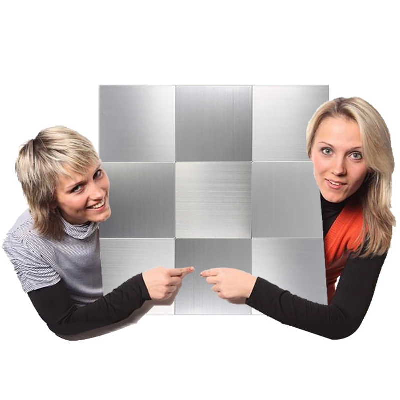 1" x 12" квадратный 3D самоклеящаяся металлическая мозаика плитка для Кухня для плиты, ванной комнаты стен Водонепроницаемый украшения дома Стикеры