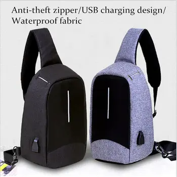 

Anti-theft zipper USB charging interface chest bag high capacity shoulder bags travel outdoor menm or women Multifunction bag