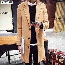 New Fashion Brand Clothing Jacket Men Wool Coat Double breasted Pea Coats Men Long Wool Blends