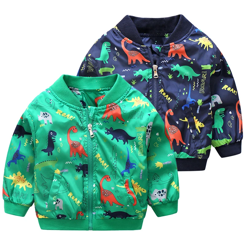 

2018 Spring Children's Clothing Boys Baseball Jacket & Coat Baby Kids Cartoon Dinosaur Print Zipper Outwear Free Shipping