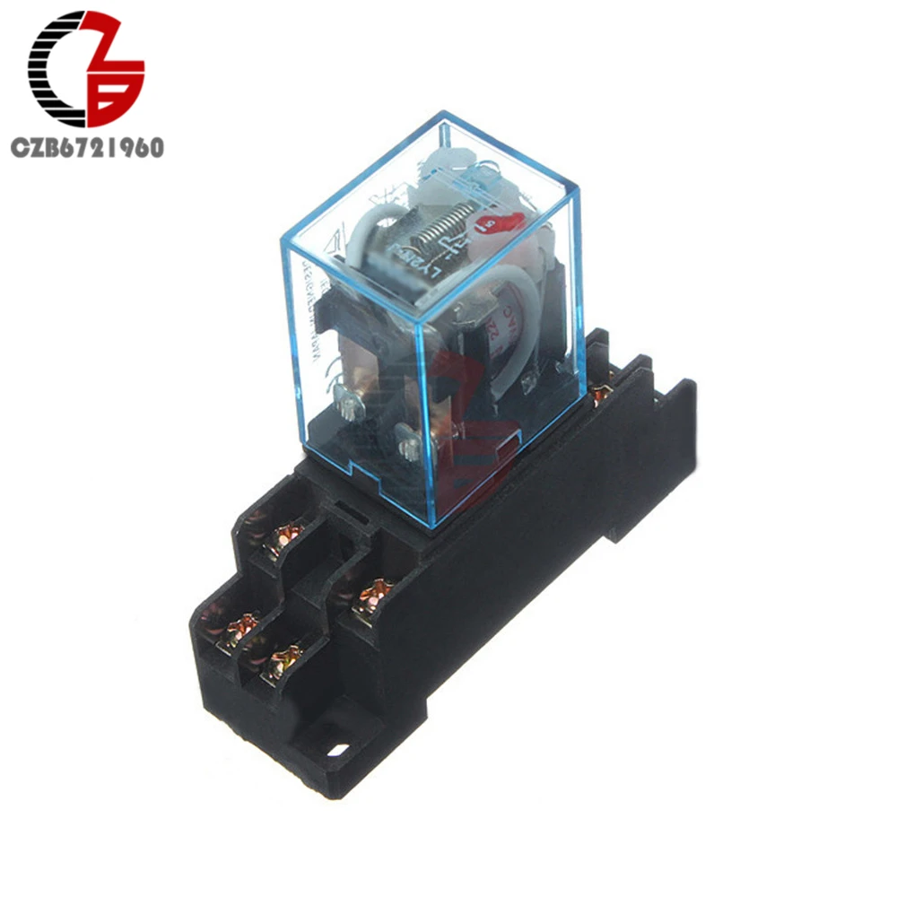 LY2NJ Miniature Relay DPDT 8 Pins 10A HH62P JQX-13F With PTF08A Socket