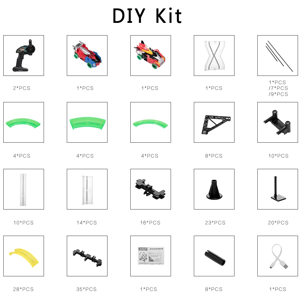 29 трек DIY RC гоночный автомобиль строительство комплект один трек игрушки слот с светодио дный света гоночный автомобиль светится подарок