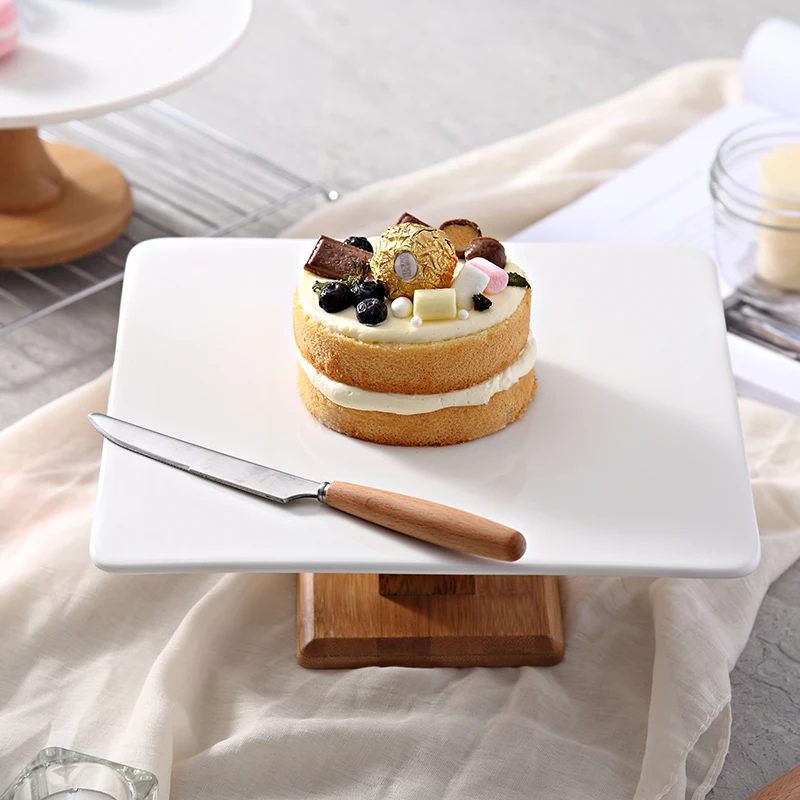 1" квадратные керамические подставки для торта декоративный фарфоровый деревянный компот сервировочный лоток посуда для пудинга шифоновый торт Маффин Тирамису