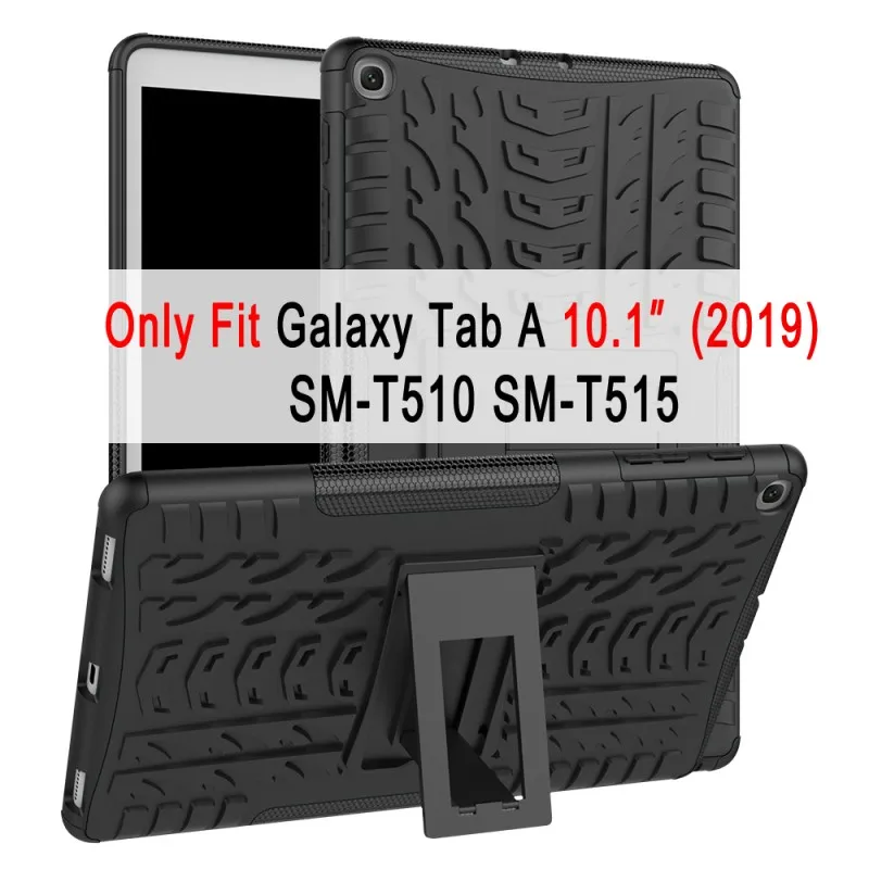 Чехол для samsung Galaxy Tab A 10,1 SM-T510 SM-T515 T510 T515, тонкий Силиконовый противоударный чехол-подставка+ пленка+ ручка - Цвет: SM-T510 black