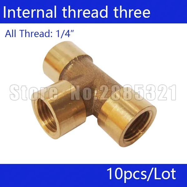 

Free shipping, 10pcs a lot, 1/4" Internal thread three links, copper connector