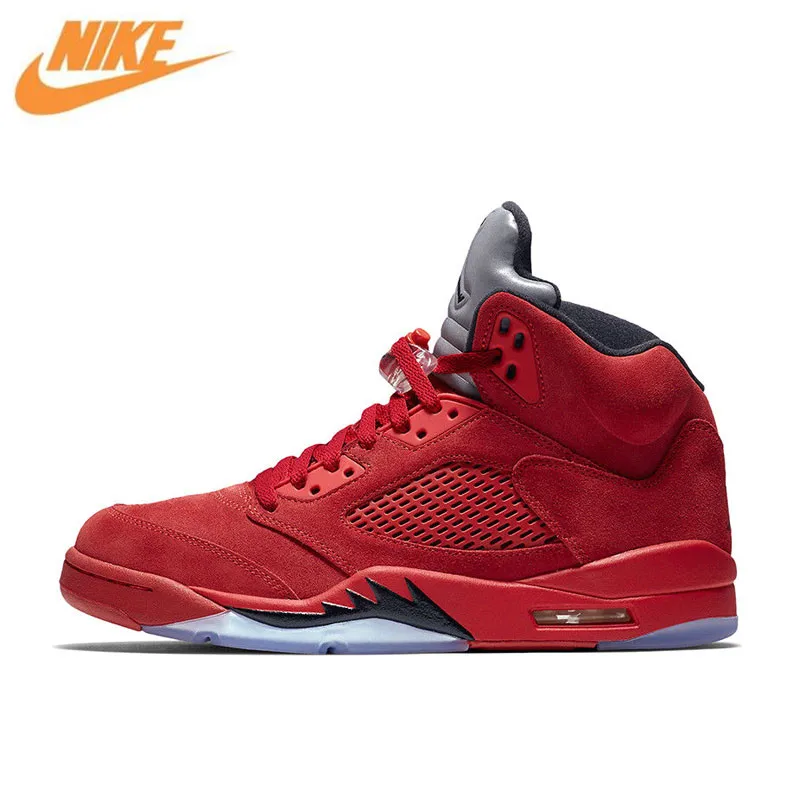 

Nike Air Jordan 5 red Suede AJ5 Men's Breathable Basketball Shoes Sports Sneakers New Arrival Official