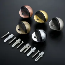 1Pc 46mm Non Punching Sticker Hidden Zinc Alloy Rubber Door Stopper Door Holders Catch Floor Mounted Nail-free Door Stops