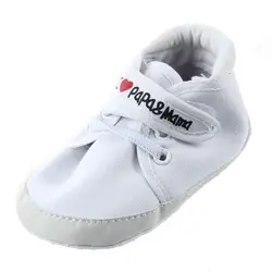 Для новорожденных I Love Papa Mama» мягкая подошва Crip Спортивная обувь Кроссовки Повседневное 9-12 месяцев 13 см белый