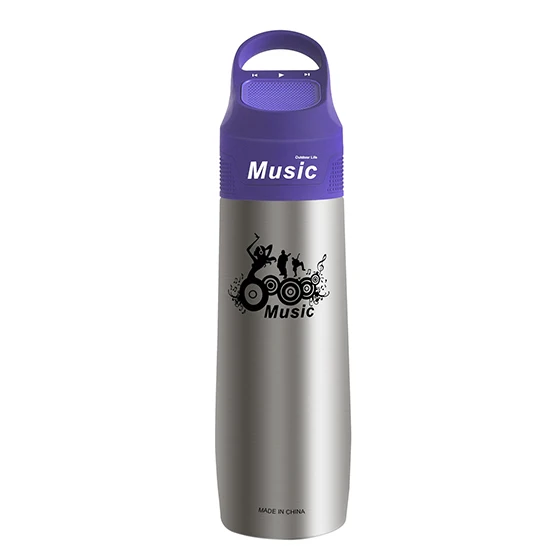 WEST BIKING 750ml Water Bottle Vacuum Cup With Wireless Bluetooth Speaker Music Player Bottle For Cycling Home Outdoor Sports - Цвет: Purple