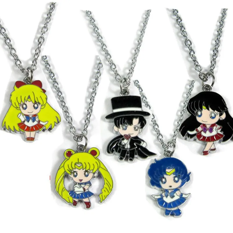 

Pretty Soldier Sailor Moon Sailor Mars Sailor Mercury Sailor Venus Mamoru Chiba Anime Cosplay Necklace Pendant
