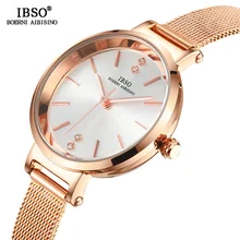 IBSO Women's Crystal Design Quartz Watch Ultra-Thin Wrist Watches Female Stainless Steel Mesh Strap Watch Relogio Feminino IBSO Women's Crystal Design Quartz Watch Ultra-Thin Wrist Watches Female Stainless Steel Mesh Strap Watch Relogio Feminino