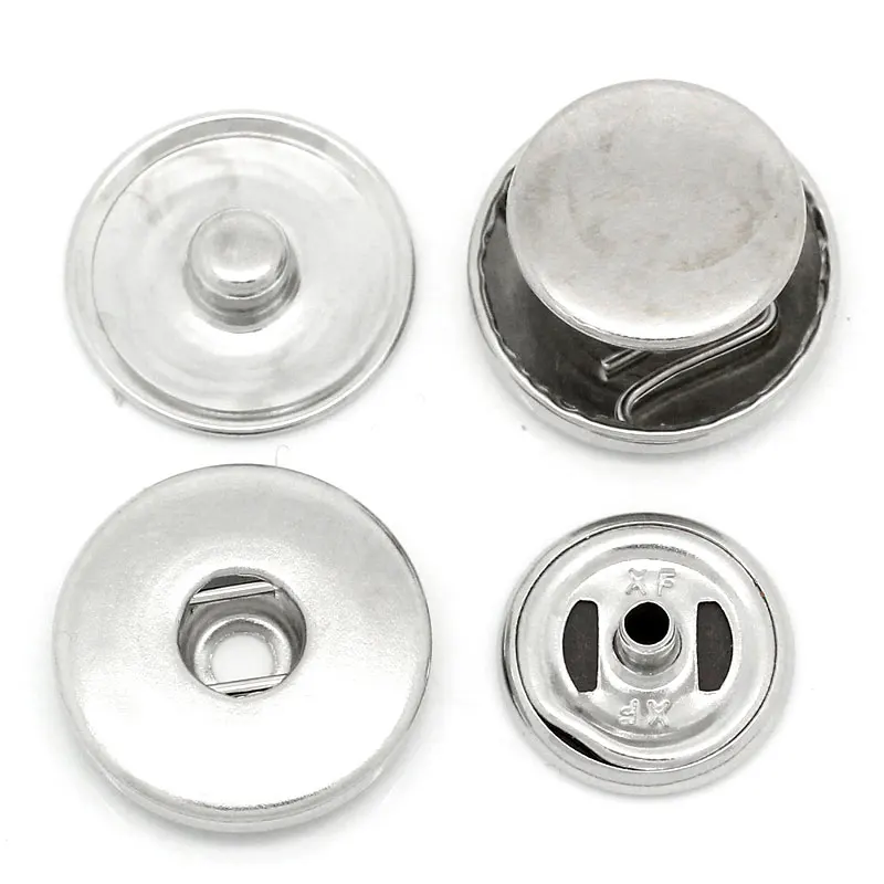 20 Sets DIY Metal Press Snap Buttons Click Silver Tone 19mm 18mm 15mm