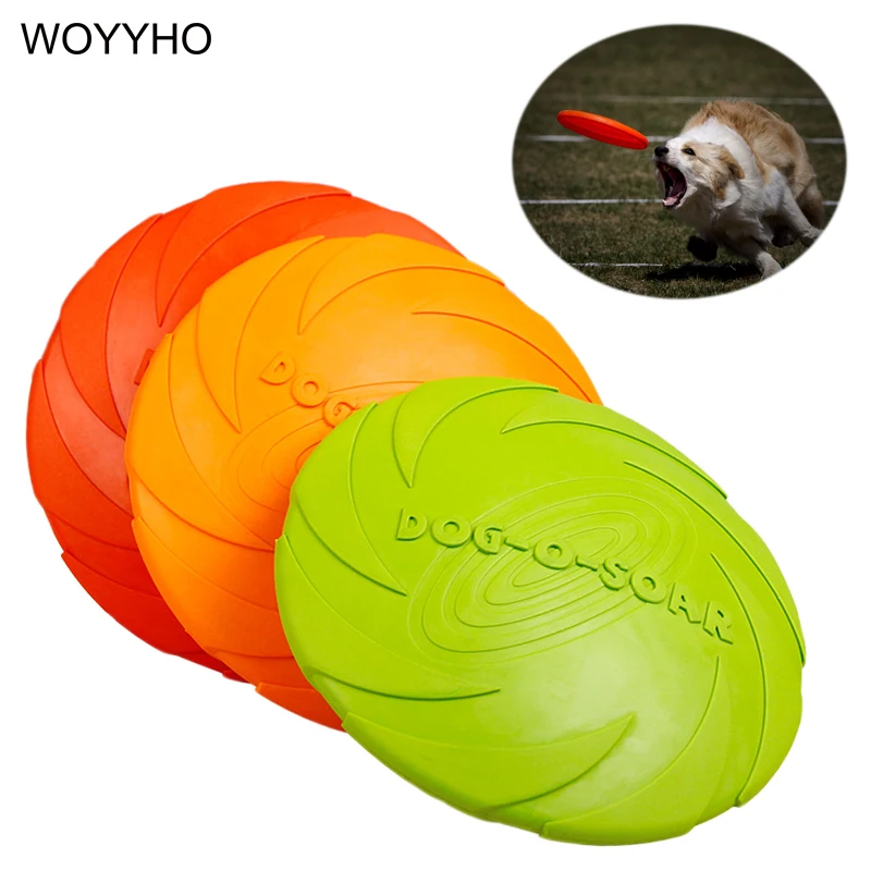 

15cm/18cm Natural Rubber Dog Toy Flying Discs For Small Medium Dogs Soft Bite Resistant Pet Training Toys Red/Orange/Green