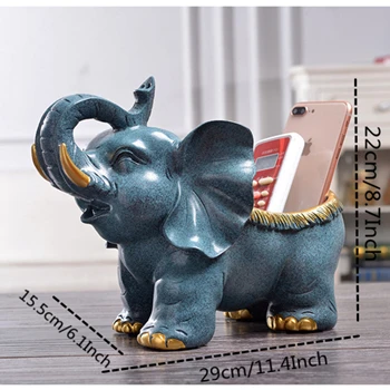 VILEAD 21,5 см Фигурки для хранения слонов из смолы, европейские украшения для гостиной, телевизора, шкафа, крыльца, украшения, мебель - Цвет: Blue Elephant