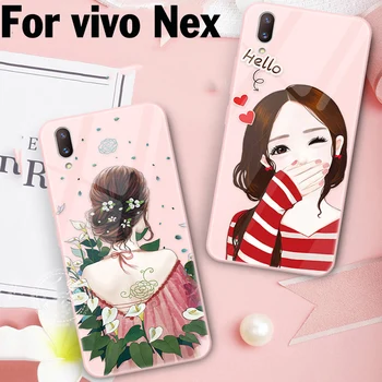 

For vivo Nex case cover For vivoNex case cute girl tempered glass back cover For vivo Nex phone cases shell For vivo Nex skin