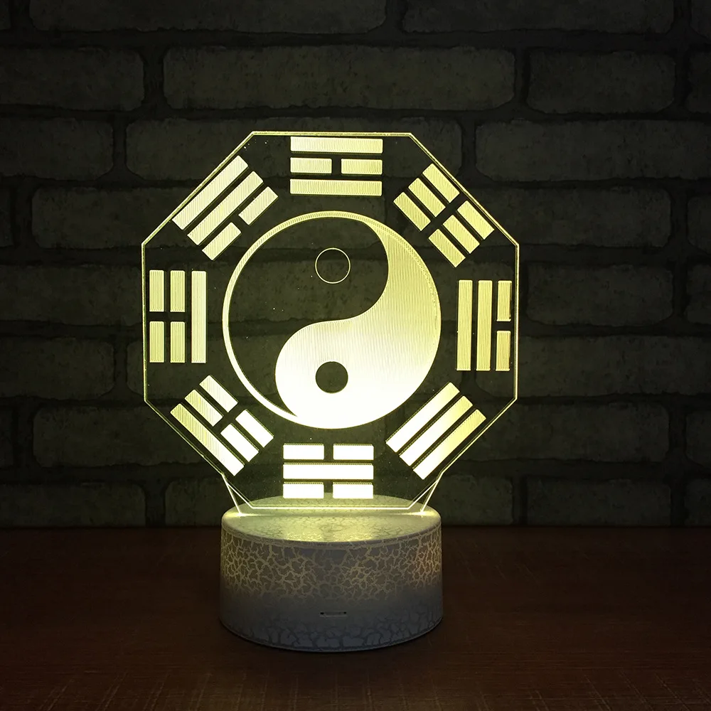 

Taiji Bagua 3d Small Desk Lamp Colorful Led Visual Night Lights Creativ White Dressing 3d Table Lamps