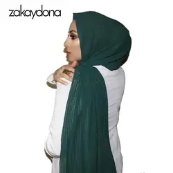 Zakaydona Для женщин Bubble шифон шарф Мягкие Длинные одноцветное Цвет Ислам мусульманский хиджаб шарф женский оголовье зеленые шарфы для женщин
