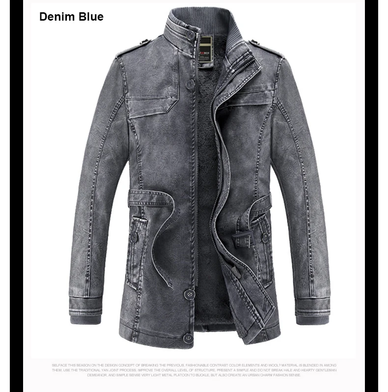 Новинка, мужская кожаная куртка, зимняя, брендовая, модная, утолщенная, размера плюс, высокое качество, искусственная кожа, мех, длинная, кожаная куртка, пальто для мужчин, BF12933