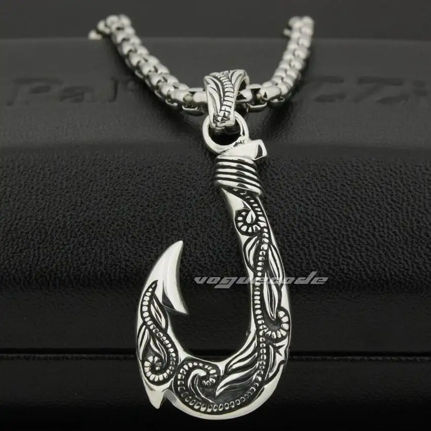 LINSION 925 пробы Мужская подвеска в стиле панк рок для байкеров 8P011|biker pendant|silver fish