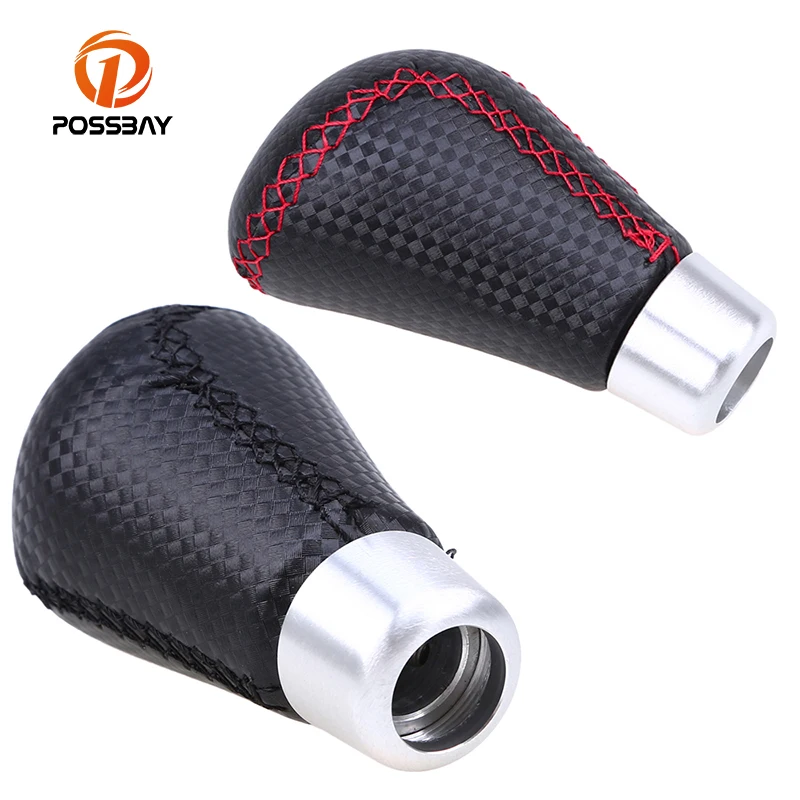 

POSSBAY Universal Leather Aluminum Shift Knob Car Gear Shift Knob Manual Transmission Stick Shift Shift Lever Knob 5/6 Speed