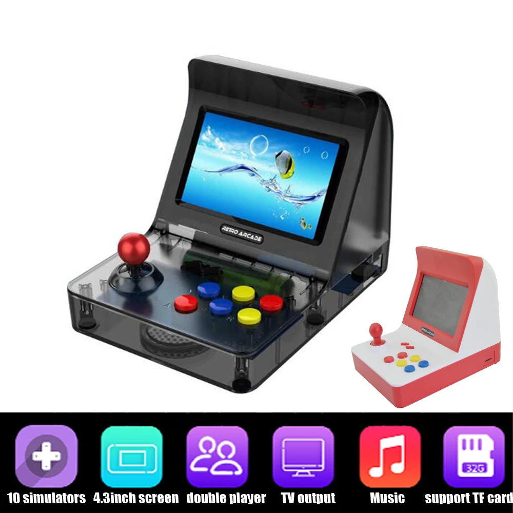 Портативная ретро мини портативная игровая консоль CoolBaby 4 3 дюйма 64 бит 3000 игр