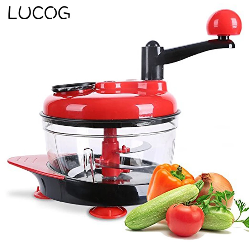 

LUCOG 2000ml Meat Slicer Machine Kitchen Manual Food Processor Egg Mixer Fruit Vegetable Nut Meat Chopper with 3 Gears