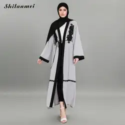 Элегантный взрослых мусульманских Абаи Арабская Турецкая Сингапур кардиган макси Дубай Платье для женщин; Большие размеры Винтаж вышивка