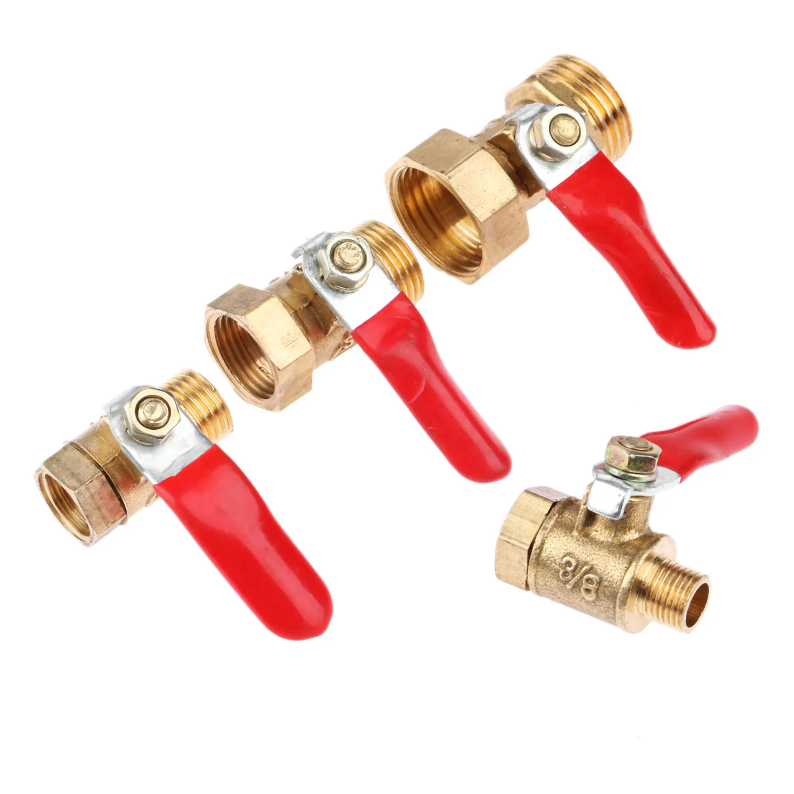 Brass Ball Valve 1/8" 1/4'' 3/8'' 1/2'' Female to Male Thread Ball Valve Connector Joint Copper Pipe Fitting Coupler Adapter