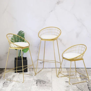 

Iron Bar Stool Modern Minimalist Home Creative Photo Golden Dining Chair Nordic High Stool Leisure Bar Chair