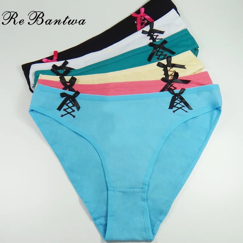 Rebantwa 10pcs/lot Women Stretch Panties Cute Bow Underwear Girls Cheap