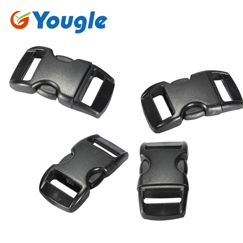 100pcs 3//8/" Curved Side Release Plastic Buckle for Paracord Bracelet Mixed