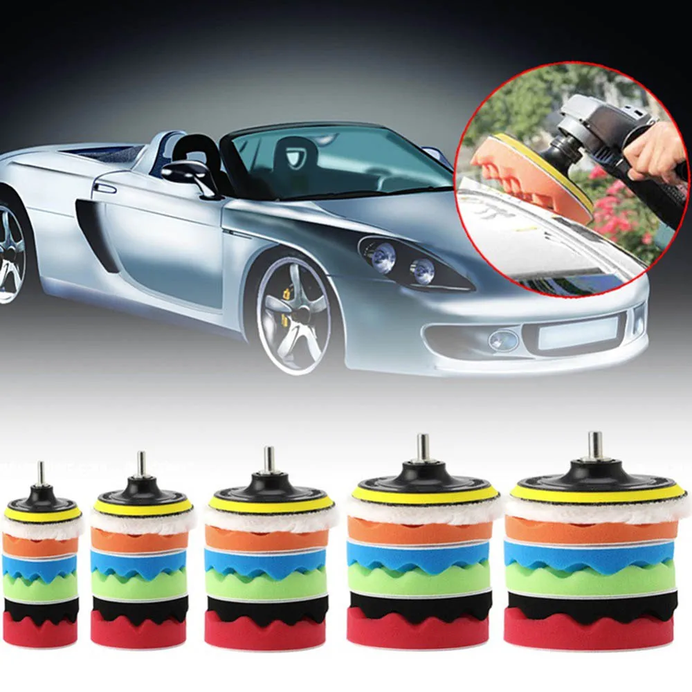 

7/6/5/4/3 inch 8pcs Buffing Waxing Pad For Car Cleaning Tools Remove Moderate For Both Rotary Car Sponge Polishing Pad Set