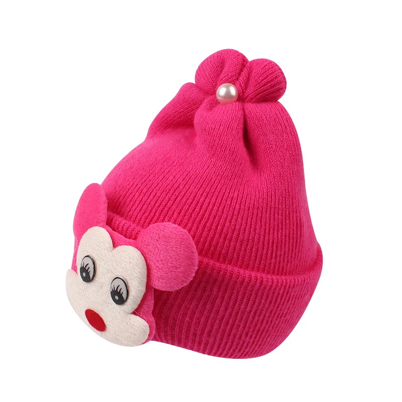Knitted Newborn Baby Hat Cute Bear Infant Beanie Hat For Newborn Girls Soft Warm Baby Tire Hat Autumn Winter Baby Girls Clothing (13)