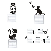 Cute Funny Cat Animal Switch Stickers Home Decoration Wall Stickers For Children Bedroom Living Room Art Parlor Decoration cute pandas tree pattern wall stickers for children s bedroom decoration