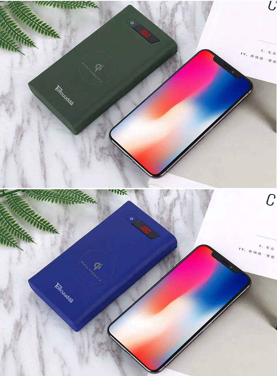 2018 New Portable Power Bank Fast Qi Wireless Charger For iPhone X 8 Plus Dual USB Power Bank For Samsung S9 S8 Plus 2018 New Portable Power Bank Fast Qi Wireless Charger For iPhone X 8 Plus Dual USB Power Bank For Samsung S9 S8 Plus