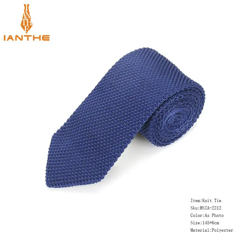 Модный тонкий шейный галстук, Свадебный Вязаный Галстук для мужчин, обтягивающие Вязаные Галстуки, мужские тонкие вязаные галстуки карамельного цвета темно-синего цвета - Цвет: IA2212