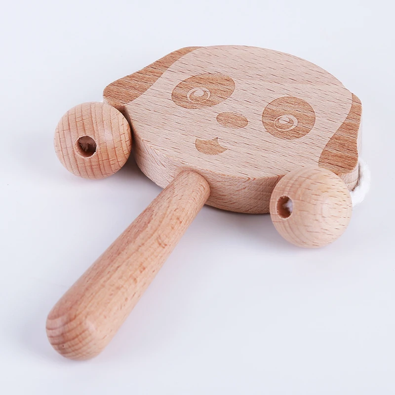 1 шт. милая форма игровой, для тренировок игрушки Деревянные Монтессори погремушка игрушка на коляску можно жевать бук медведь ручной