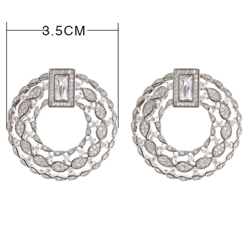 Luxury Gorgeous Women Earrings Brincos High Quality Cubic Zirconia Round Large Unusual Jewelry for Party
