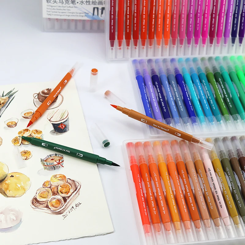 100 шт цветная тонкая кисть с двумя кончиками кисти ручки художественное Рисование маркером живопись акварельные ручки для рисования манга товары для рукоделия