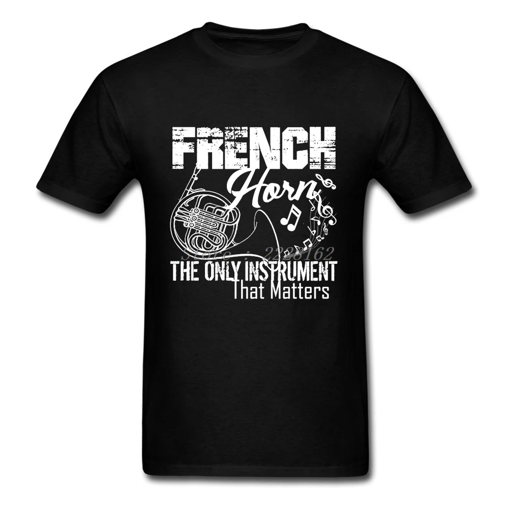 

French Horn T-Shirt Concert Printing Black Clothing Teenager Plus Size Metal Music T Shirts