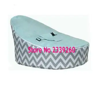 

COVER ONLY, NO FILLINGS - light grey chevron baby bean bag chair, black W kids toddler beanbag, living room home furniture seat